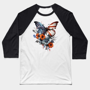 4th of July Floral Butterfly lover Baseball T-Shirt